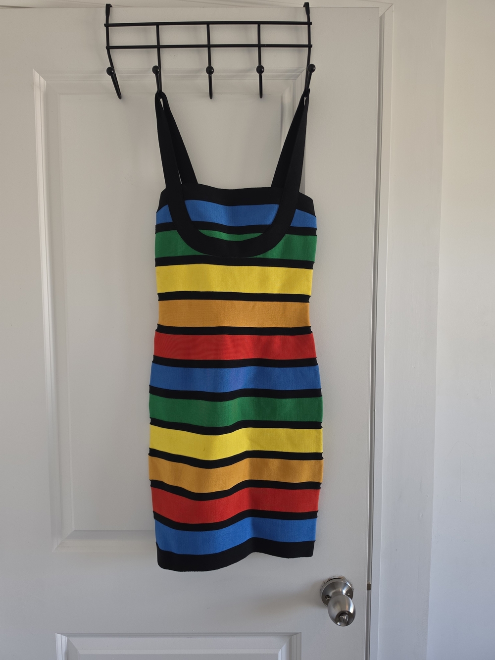 Hervé Léger Multicolor Striped Bandage Dress – Black Rainbow